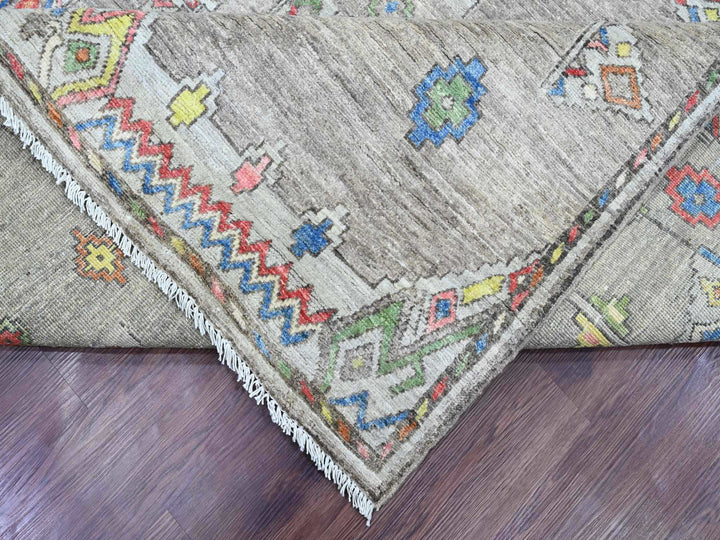 9'1" x 11'5" New Hand Knotted Grey Wool Rectangle Oriental Rug - MOA10220740