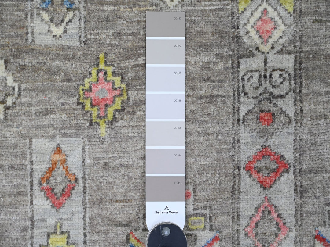 9'1" x 11'5" New Hand Knotted Grey Wool Rectangle Oriental Rug - MOA10220740