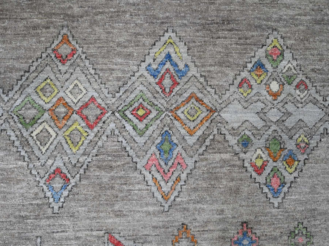 9'1" x 11'5" New Hand Knotted Grey Wool Rectangle Oriental Rug - MOA10220740
