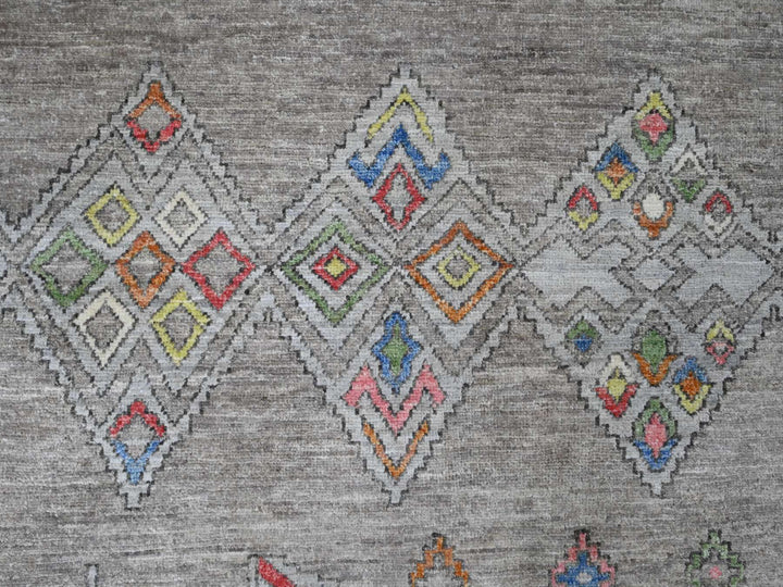 9'1" x 11'5" New Hand Knotted Grey Wool Rectangle Oriental Rug - MOA10220740