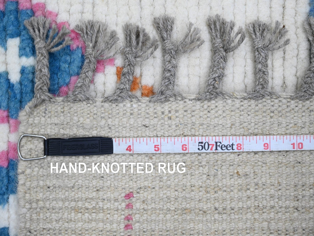 6'0" x 9'3" New Hand Knotted Ivory Wool Rectangle Oriental Rug - MOA10220742