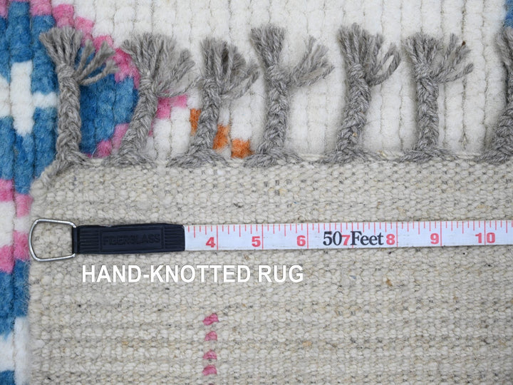 6'0" x 9'3" New Hand Knotted Ivory Wool Rectangle Oriental Rug - MOA10220742