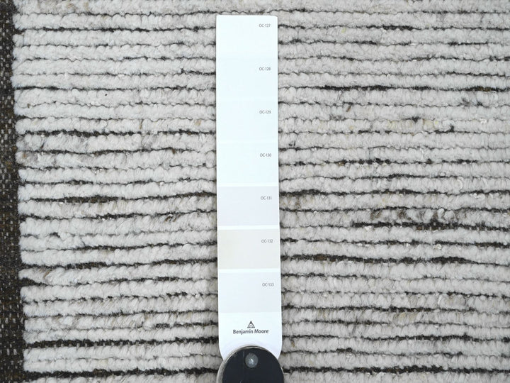 6'6" x 8'11" New Hand Knotted Ivory Wool Rectangle Oriental Rug - MOA10220743