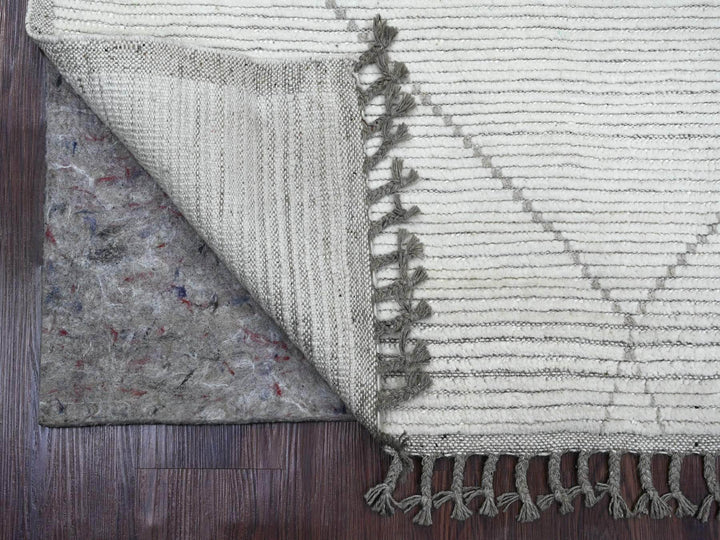 4'1" x 6'8" New Hand Knotted Ivory Wool Rectangle Oriental Rug - MOA10220744