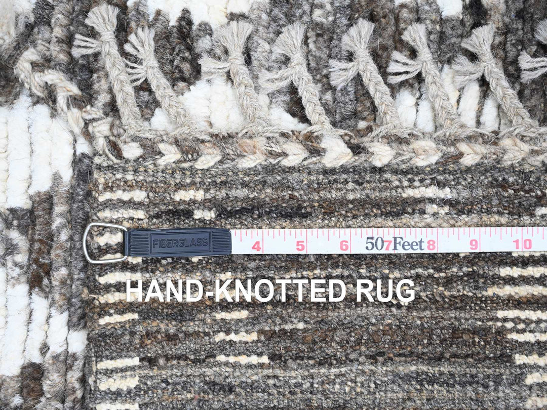 4'1" x 5'6" New Hand Knotted Brown Wool Rectangle Oriental Rug - MOA10220745
