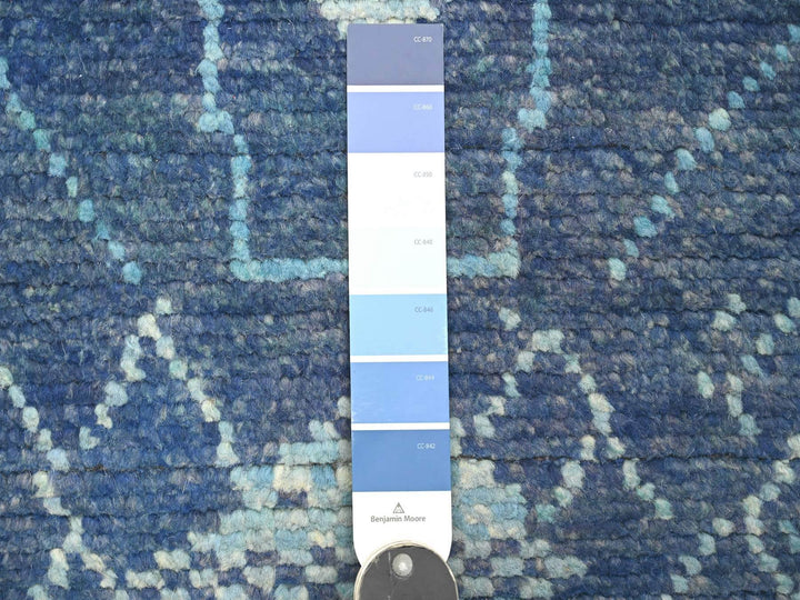 2'10" x 10'3" New Hand Knotted Blue Wool Runner Oriental Rug - MOA10220746