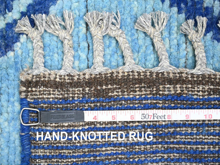 2'10" x 10'3" New Hand Knotted Blue Wool Runner Oriental Rug - MOA10220746
