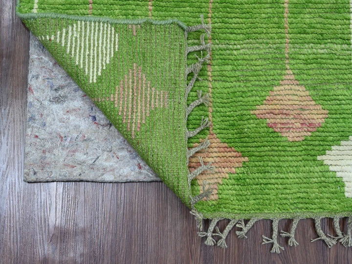 2'6" x 9'1" New Hand Knotted Green Wool Runner Oriental Rug - MOA10220747