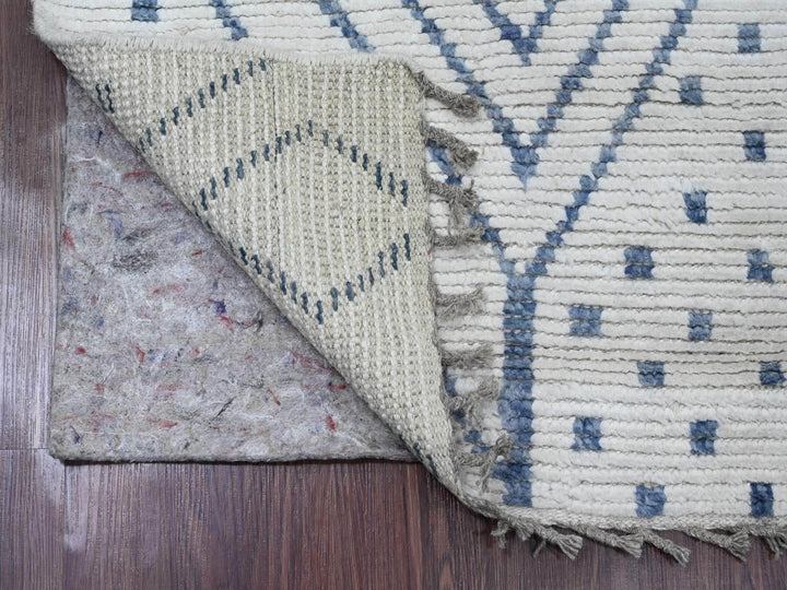 2'5" x 10'6" New Hand Knotted Ivory Wool Runner Oriental Rug - MOA10220748