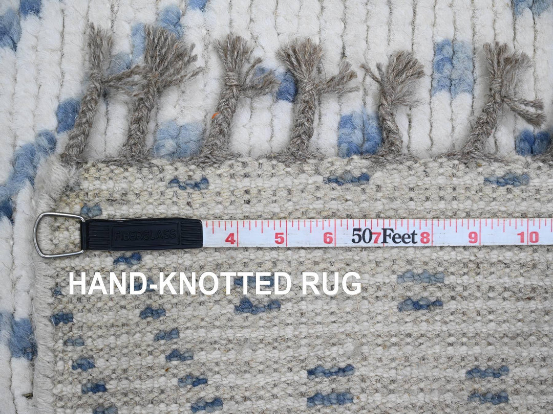 2'5" x 10'6" New Hand Knotted Ivory Wool Runner Oriental Rug - MOA10220748