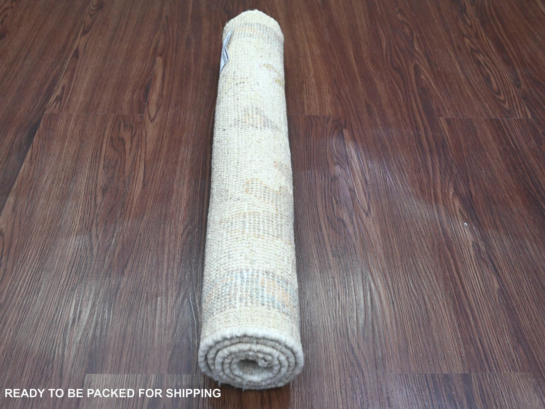 2'1" x 3'2" New Hand Knotted Ivory Wool Rectangle Oriental Rug - MOA10220750