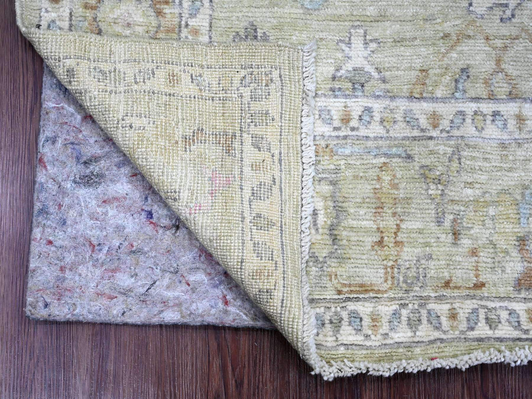 4'1" x 4'2" New Hand Knotted Green Wool Square Oriental Rug - MOA10220752