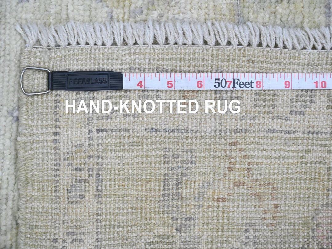 4'1" x 4'2" New Hand Knotted Green Wool Square Oriental Rug - MOA10220752