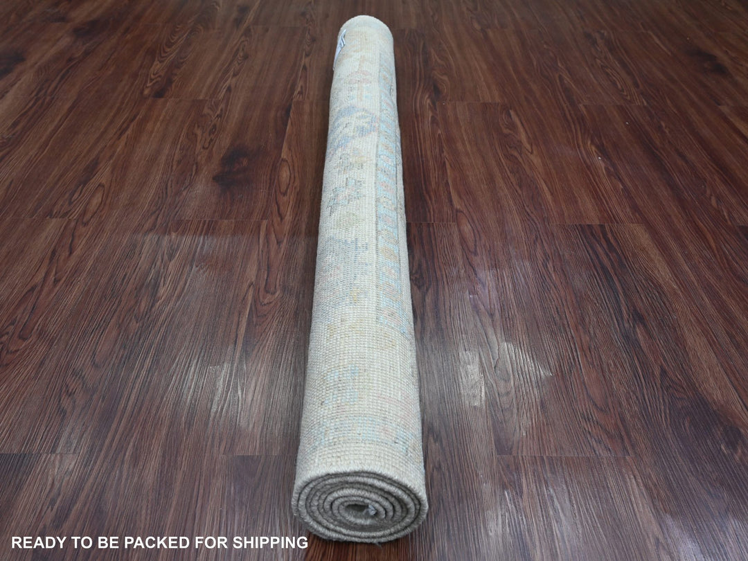 3'11" x 6'0" New Hand Knotted Ivory Wool Rectangle Oriental Rug - MOA10220755