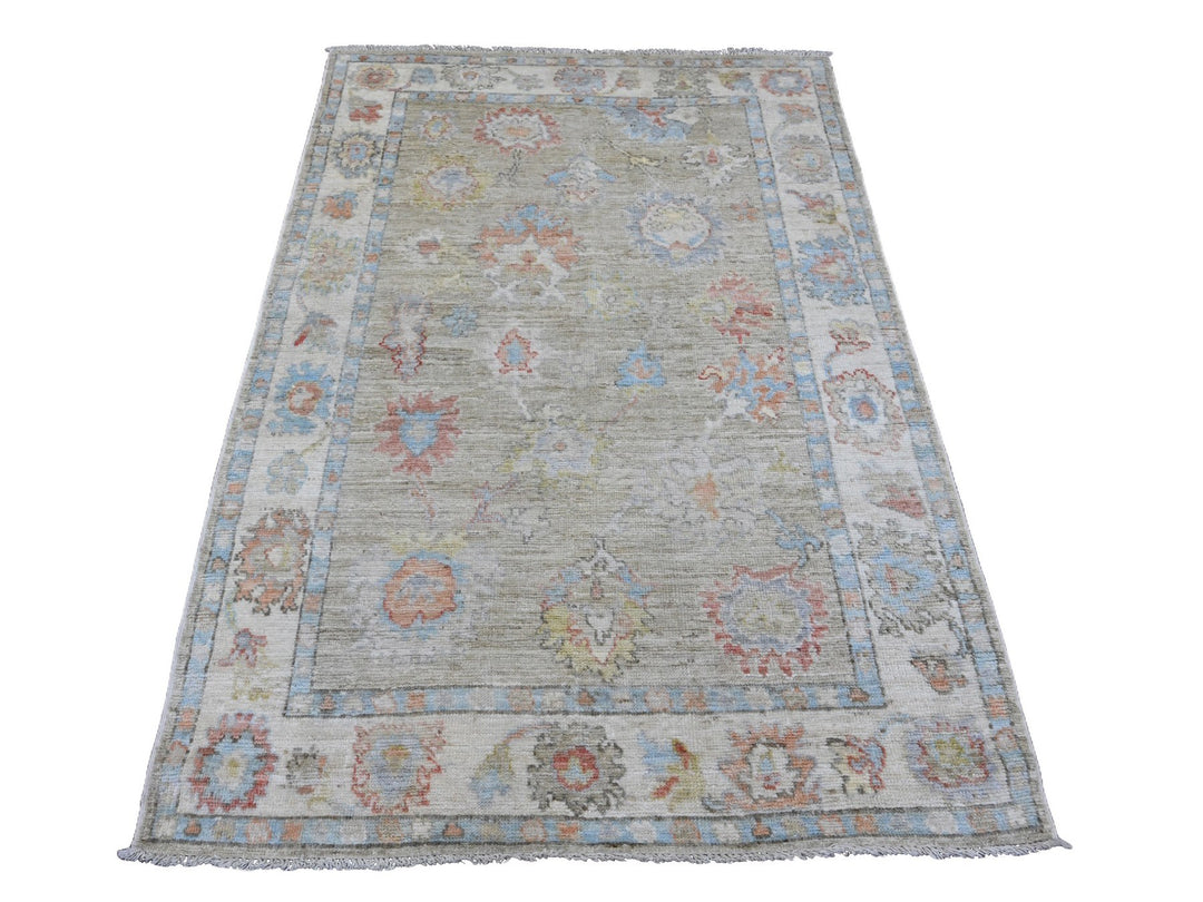 4'3" x 6'2" New Hand Knotted Green Wool Rectangle Oriental Rug - MOA10220756