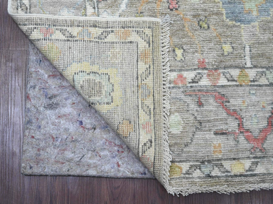 3'9" x 12'1" New Hand Knotted Grey Wool Runner Oriental Rug - MOA10220759