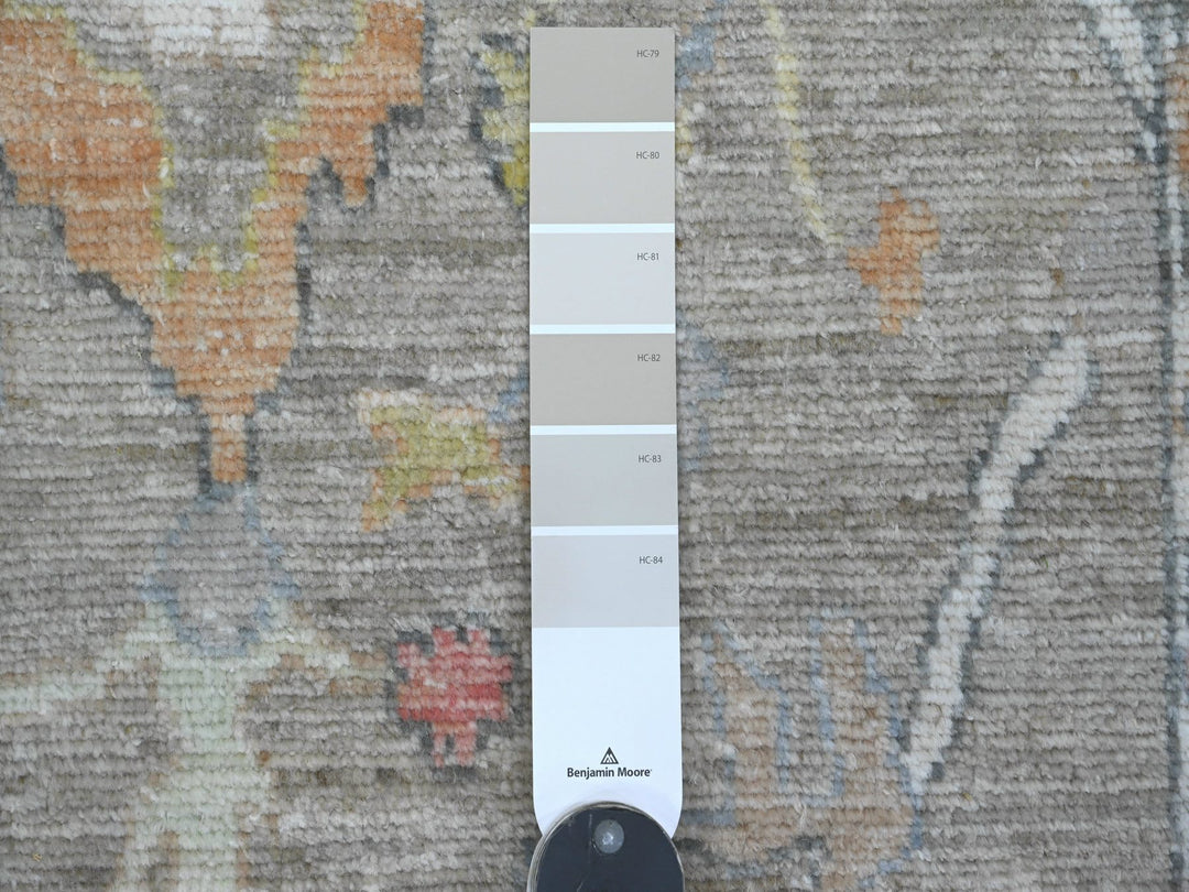 3'9" x 12'1" New Hand Knotted Grey Wool Runner Oriental Rug - MOA10220759