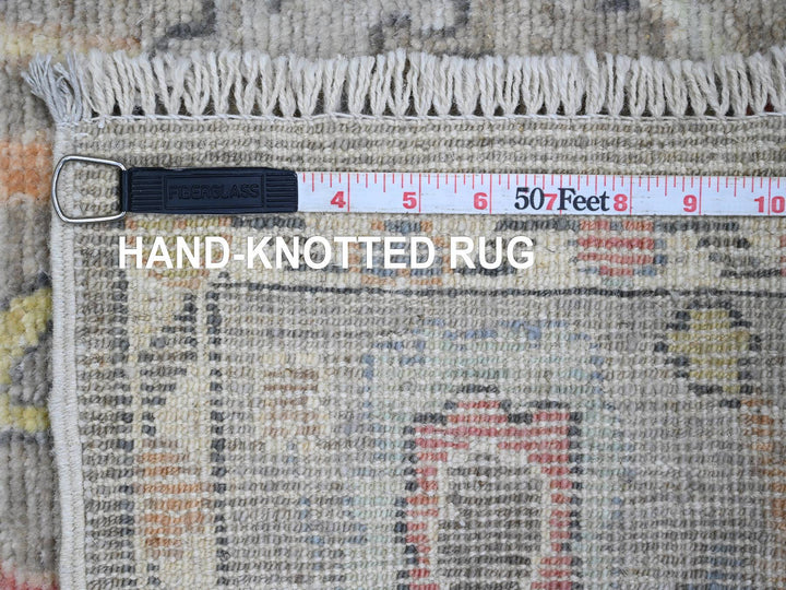3'9" x 12'1" New Hand Knotted Grey Wool Runner Oriental Rug - MOA10220759