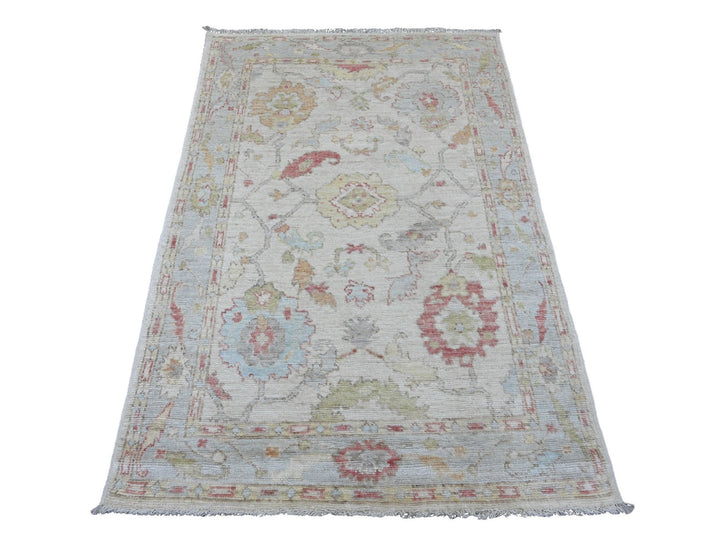 3'10" x 5'10" New Hand Knotted Ivory Wool Rectangle Oriental Rug - MOA10220763
