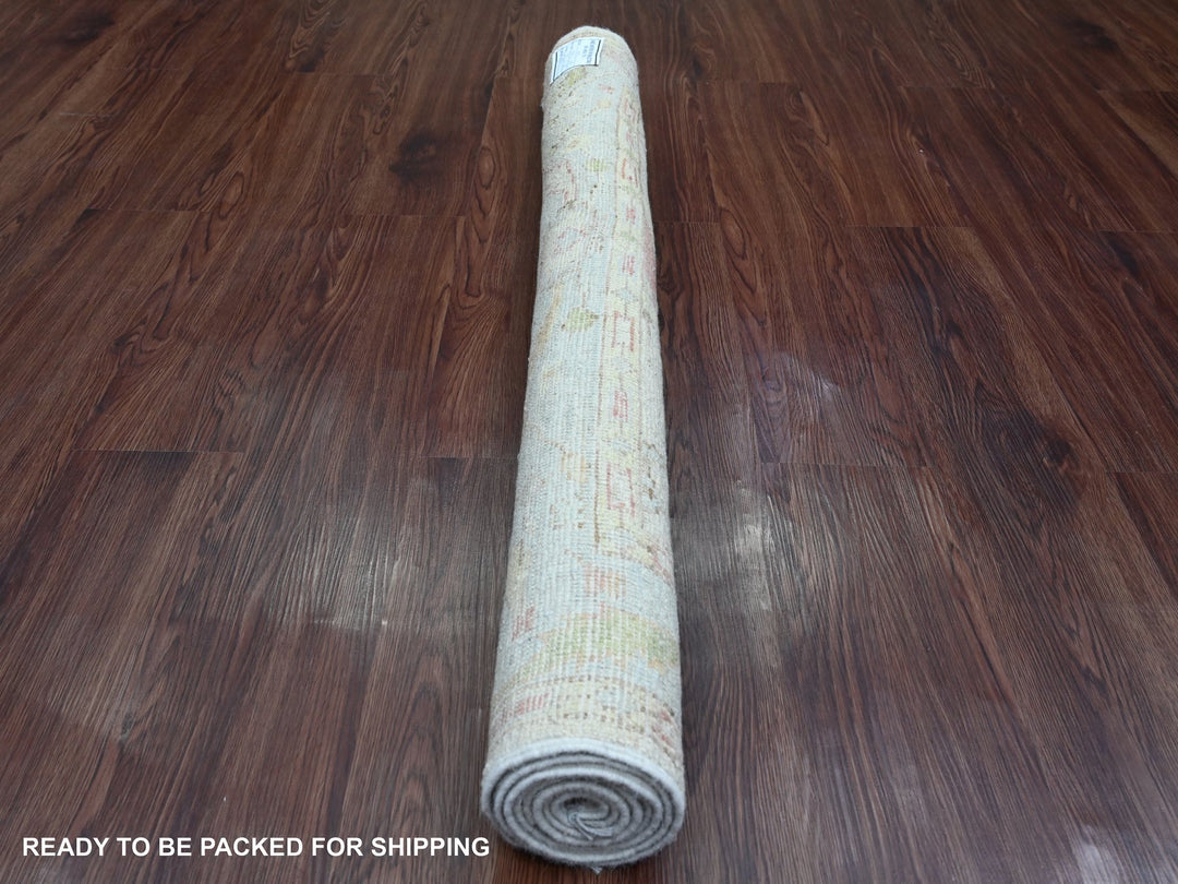 3'10" x 5'10" New Hand Knotted Ivory Wool Rectangle Oriental Rug - MOA10220763