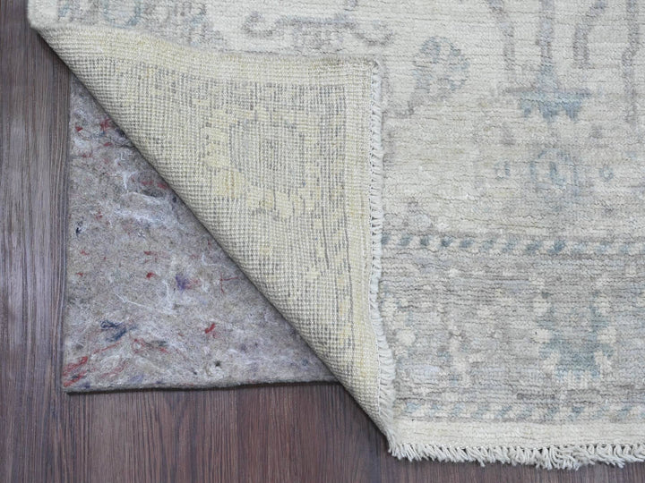 3'11" x 12'2" New Hand Knotted Ivory Wool Runner Oriental Rug - MOA10220764
