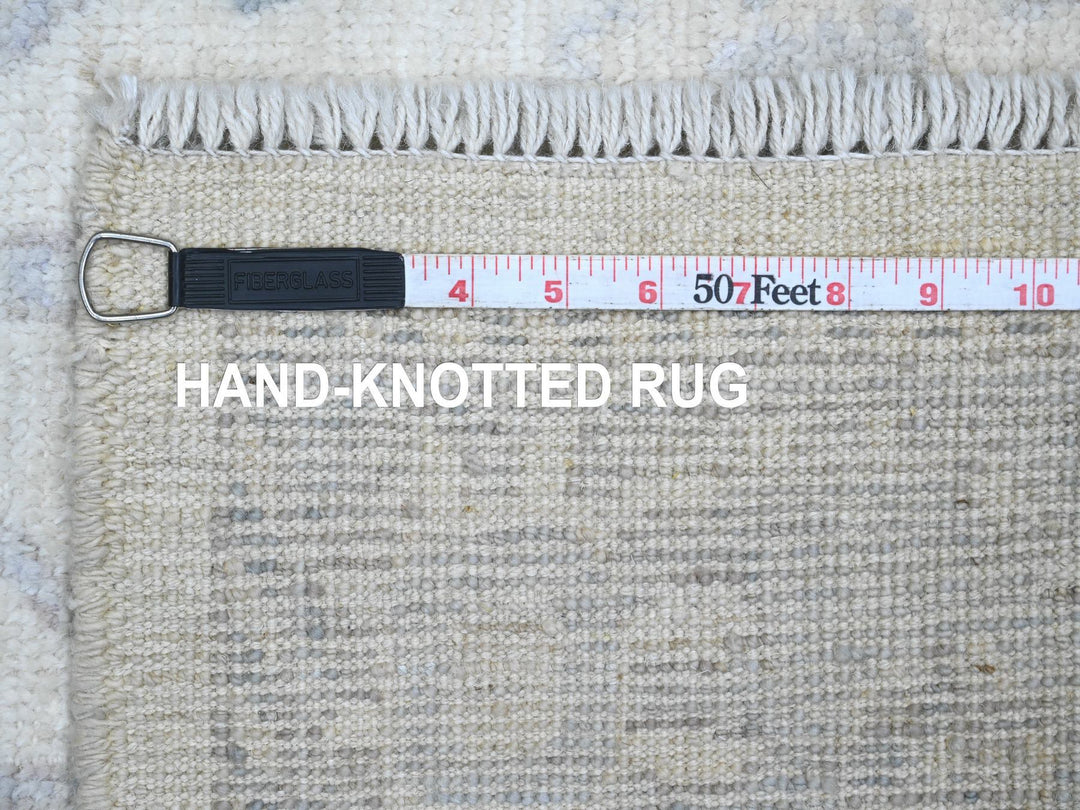 3'11" x 12'2" New Hand Knotted Ivory Wool Runner Oriental Rug - MOA10220764