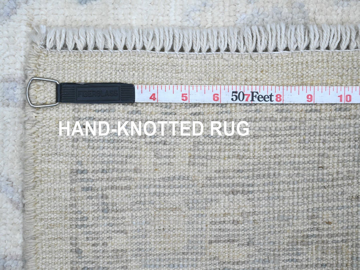 3'11" x 12'2" New Hand Knotted Ivory Wool Runner Oriental Rug - MOA10220764