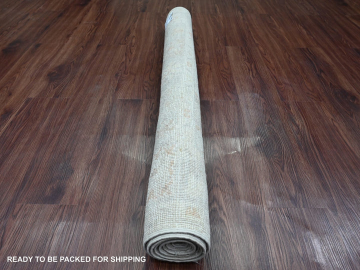 3'11" x 5'11" New Hand Knotted Grey Wool Rectangle Oriental Rug - MOA10220766