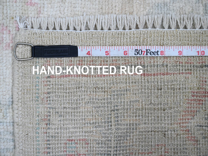 3'10" x 10'0" New Hand Knotted Ivory Wool Runner Oriental Rug - MOA10220767