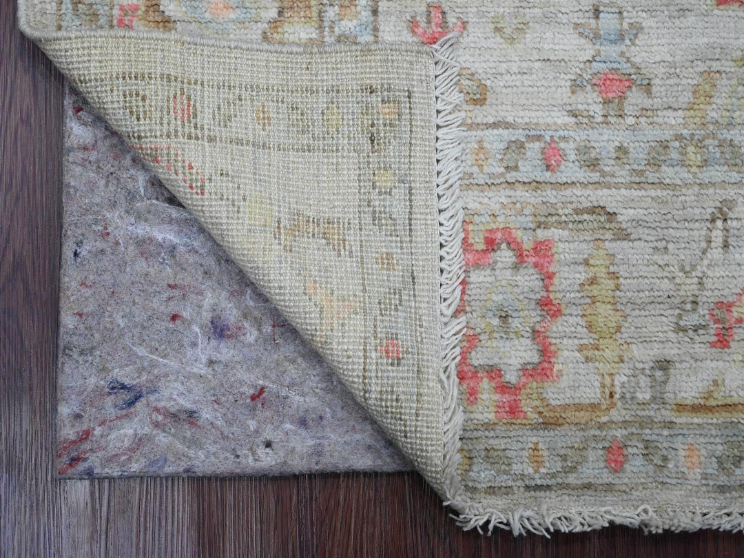 3'11" x 4'2" New Hand Knotted Ivory Wool Square Oriental Rug - MOA10220769