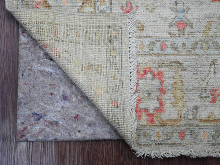 3'11" x 4'2" New Hand Knotted Ivory Wool Square Oriental Rug - MOA10220769