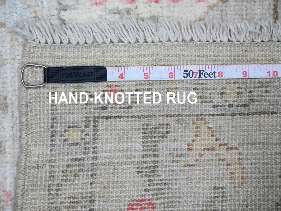 3'11" x 4'2" New Hand Knotted Ivory Wool Square Oriental Rug - MOA10220769