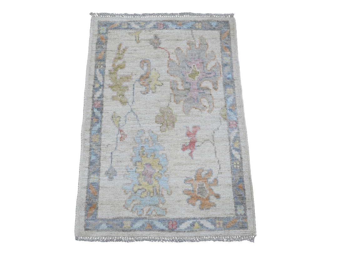 2'2" x 3'0" New Hand Knotted Ivory Wool Rectangle Oriental Rug - MOA10220771