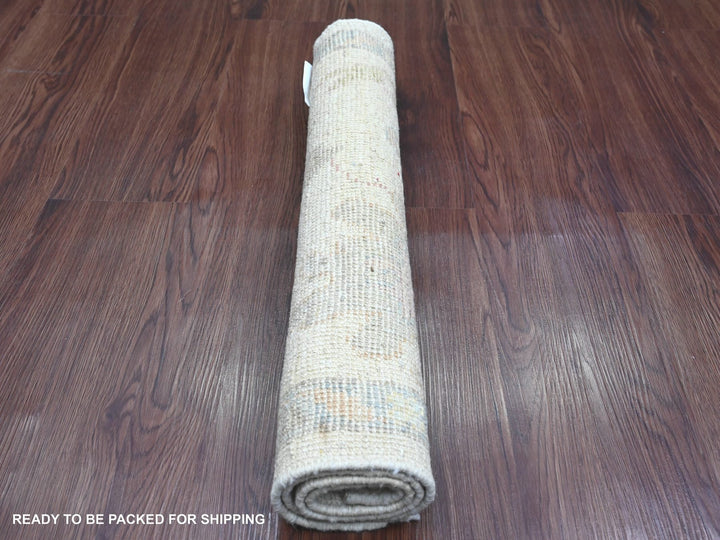 2'2" x 3'0" New Hand Knotted Ivory Wool Rectangle Oriental Rug - MOA10220771