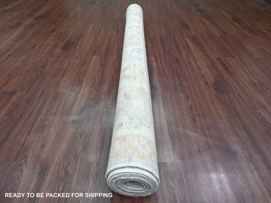 6'2" x 11'10" New Hand Knotted Grey Wool Runner Oriental Rug - MOA10220772