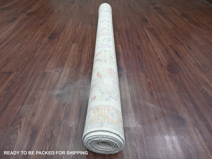 6'2" x 11'10" New Hand Knotted Grey Wool Runner Oriental Rug - MOA10220772