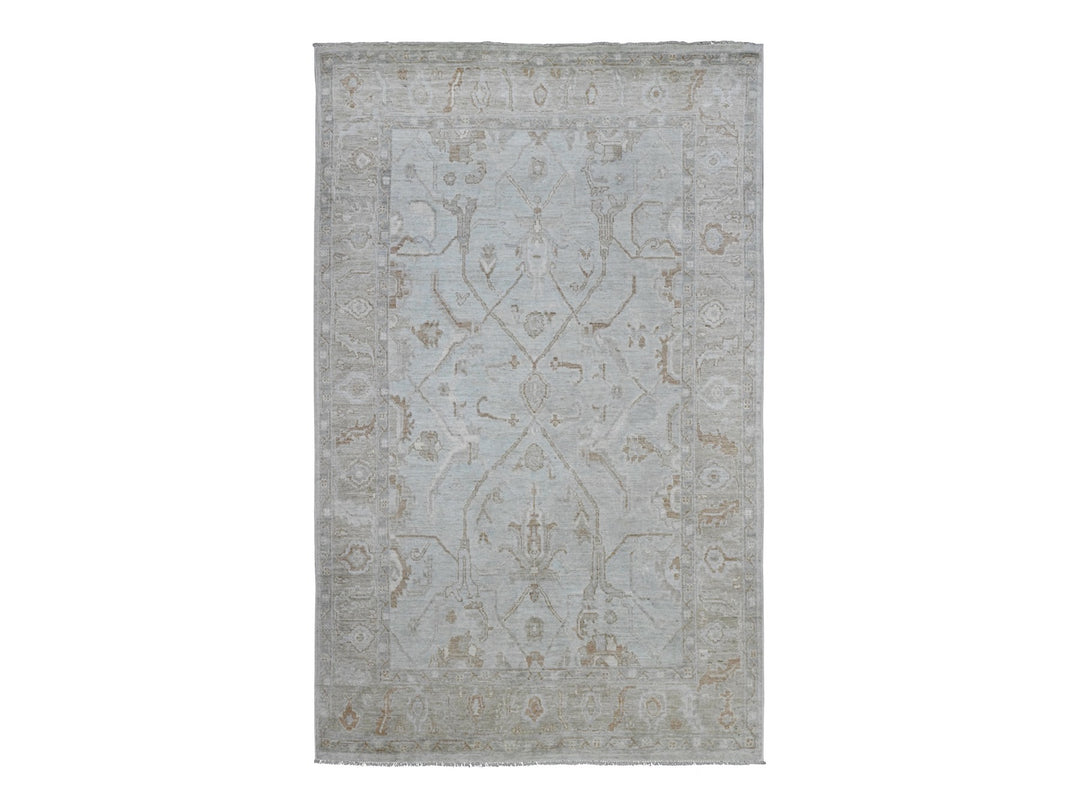 5'8" x 9'2" New Hand Knotted Ivory Wool Rectangle Oriental Rug - MOA10220776