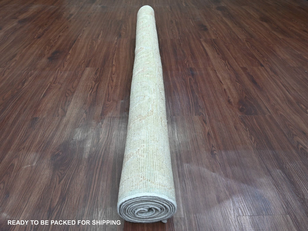 5'8" x 9'2" New Hand Knotted Ivory Wool Rectangle Oriental Rug - MOA10220776