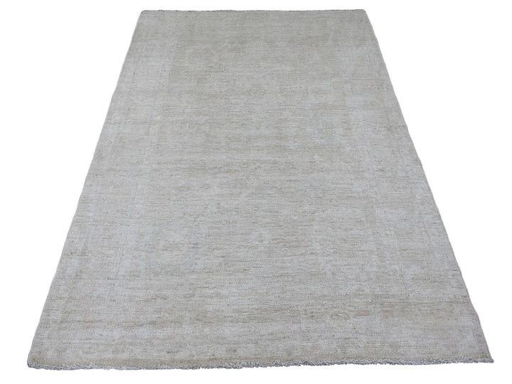 5'0" x 7'0" New Hand Knotted Ivory Wool Rectangle Oriental Rug - MOA10220779