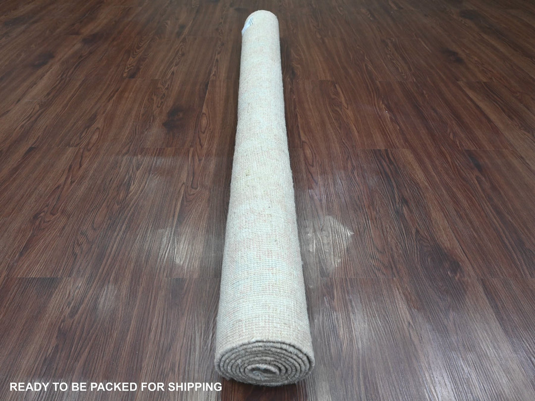 5'0" x 7'0" New Hand Knotted Ivory Wool Rectangle Oriental Rug - MOA10220779