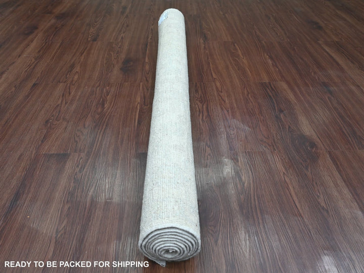 4'9" x 6'11" New Hand Knotted Ivory Wool Rectangle Oriental Rug - MOA10220780