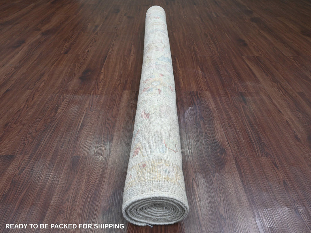 6'2" x 11'8" New Hand Knotted Grey Wool Runner Oriental Rug - MOA10220781