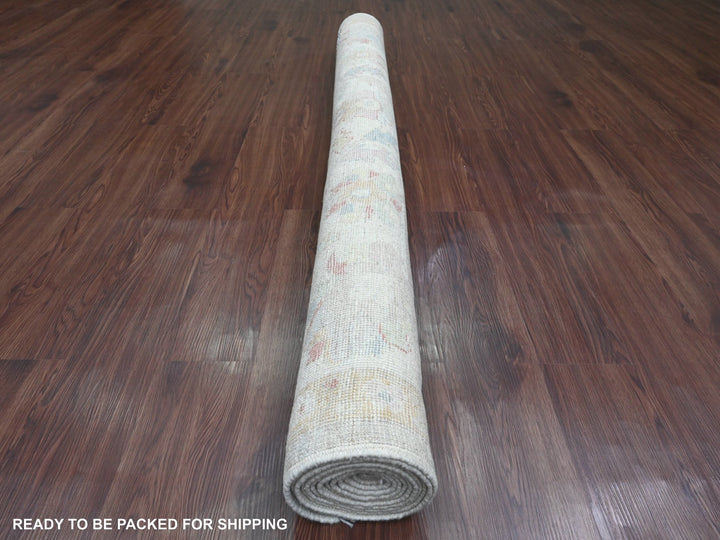 6'2" x 11'8" New Hand Knotted Grey Wool Runner Oriental Rug - MOA10220781