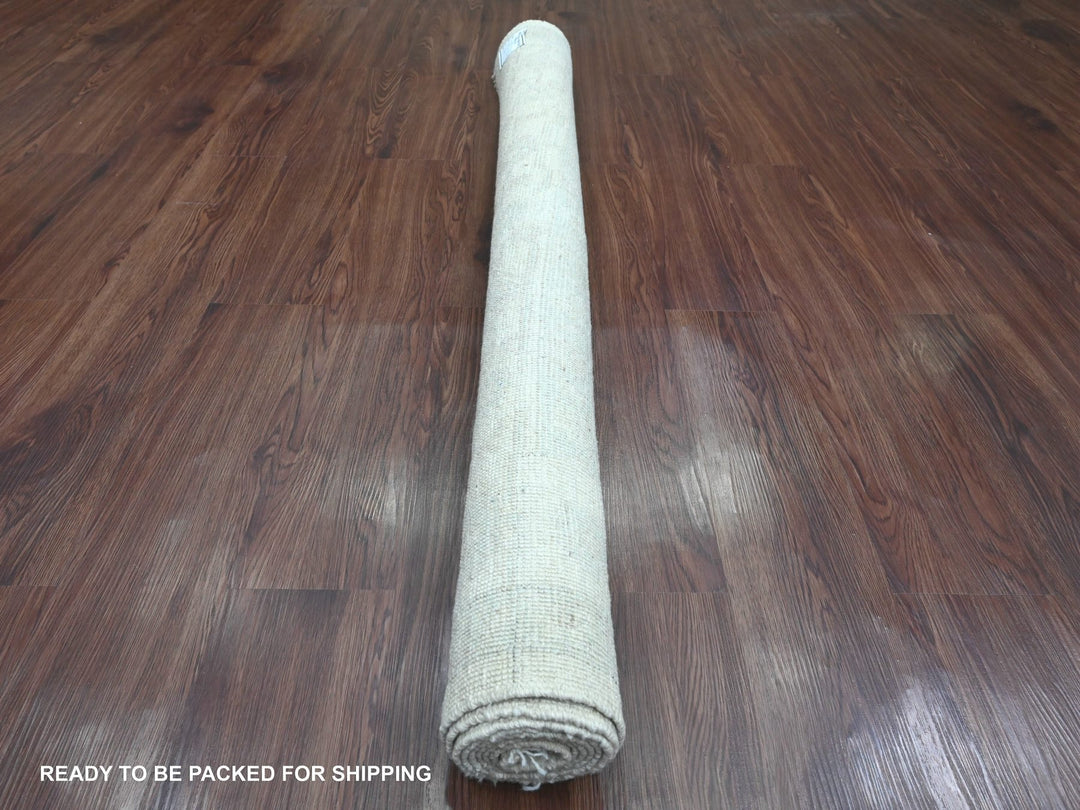 4'10" x 6'11" New Hand Knotted Ivory Wool Rectangle Oriental Rug - MOA10220782