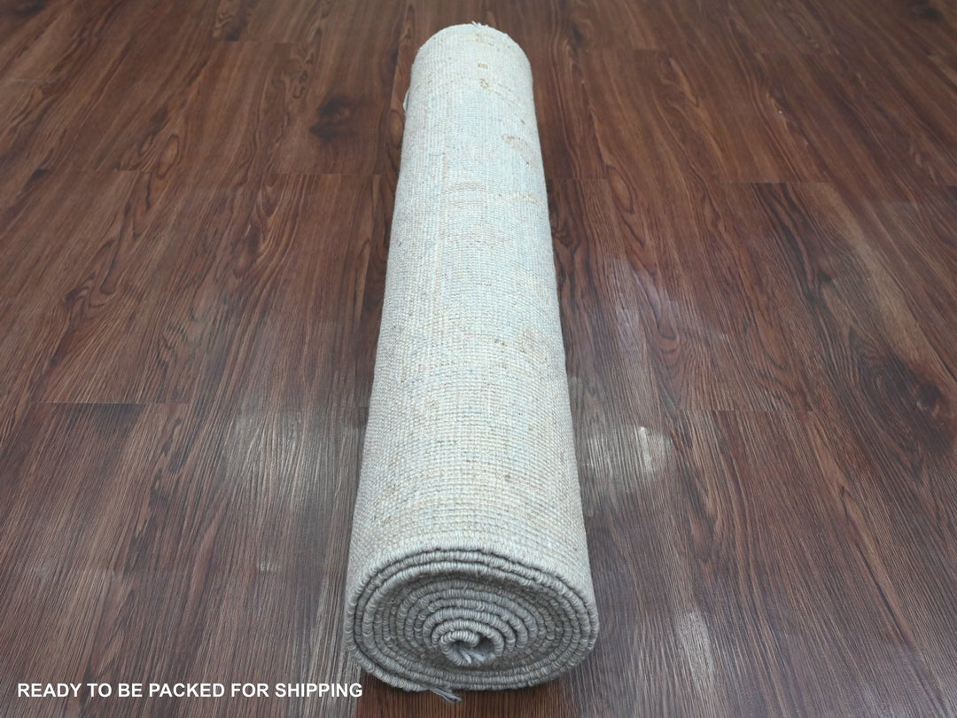 2'10" x 11'10" New Hand Knotted Grey Wool Runner Oriental Rug - MOA10220783