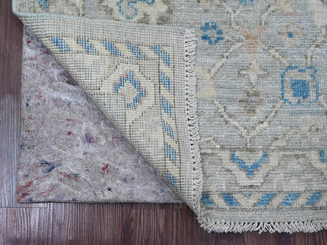 2'9" x 9'7" New Hand Knotted Grey Wool Runner Oriental Rug - MOA10220786