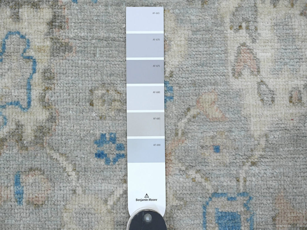 2'9" x 9'7" New Hand Knotted Grey Wool Runner Oriental Rug - MOA10220786