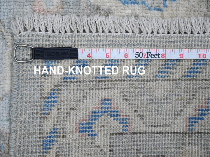 2'9" x 9'7" New Hand Knotted Grey Wool Runner Oriental Rug - MOA10220786