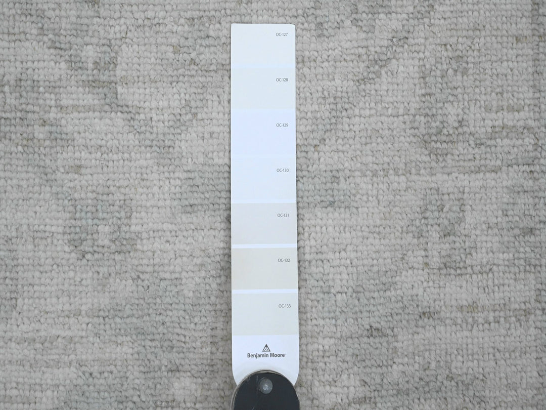 2'8" x 11'4" New Hand Knotted Ivory Wool Runner Oriental Rug - MOA10220788
