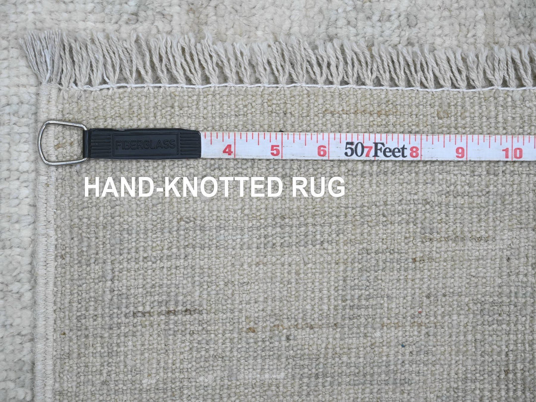 2'8" x 11'4" New Hand Knotted Ivory Wool Runner Oriental Rug - MOA10220788